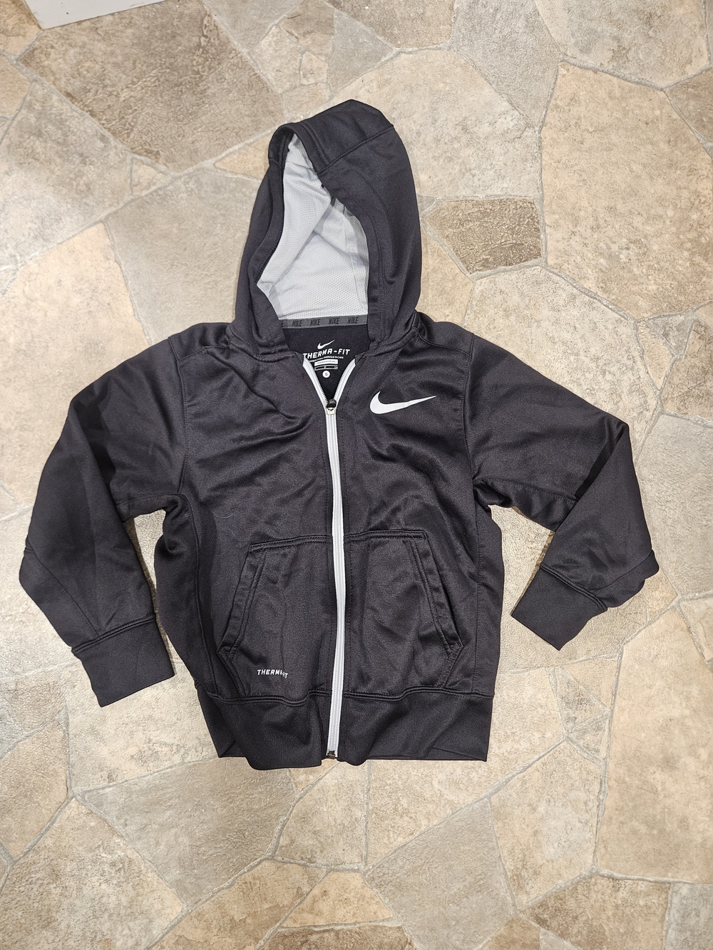 Nike Black & White Kids Therma-FIT Full Zip Hoodie